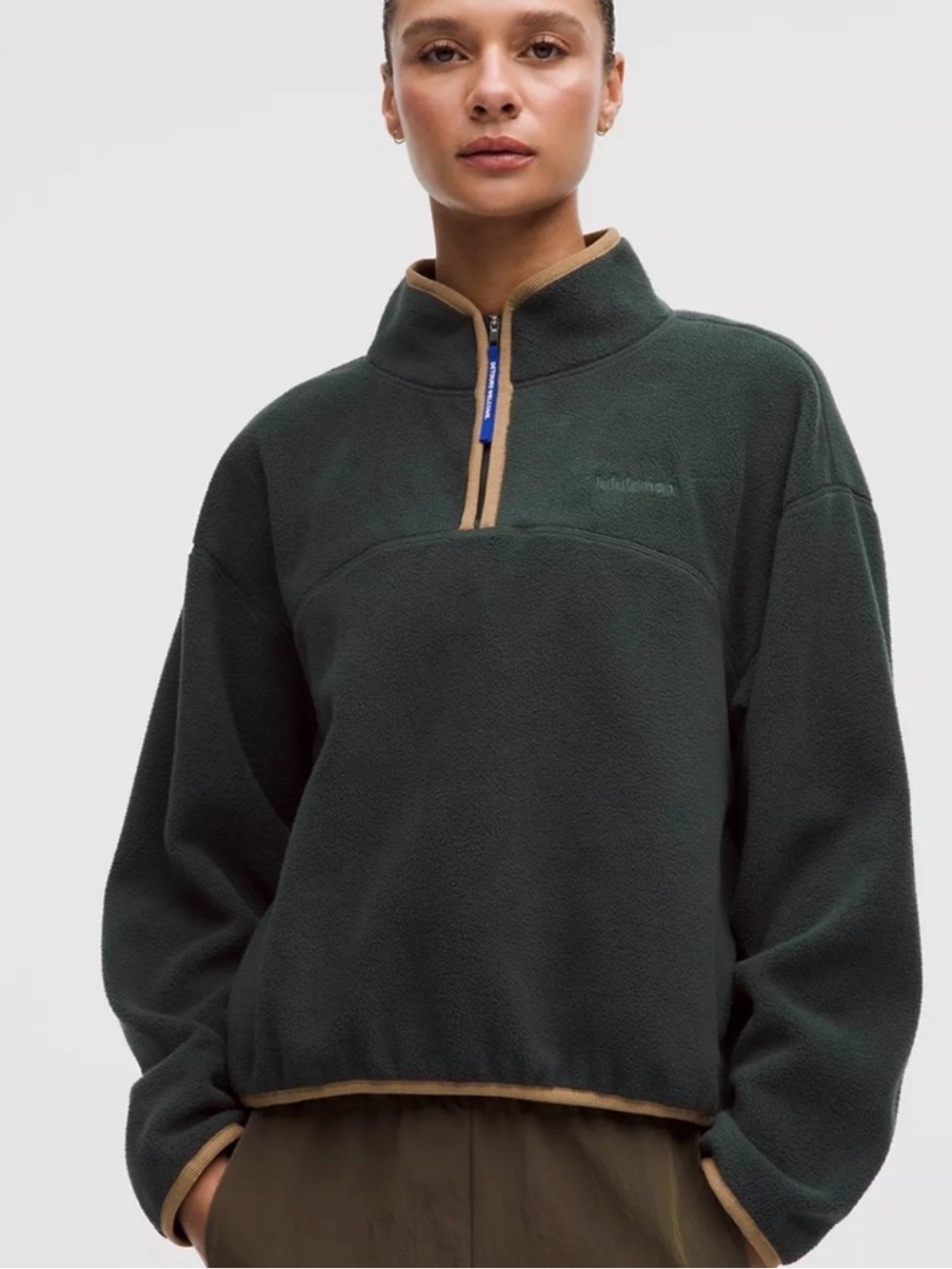 Lululemon Tumbled Fleece Half-Zip Jacket in Rainforest green Size large
